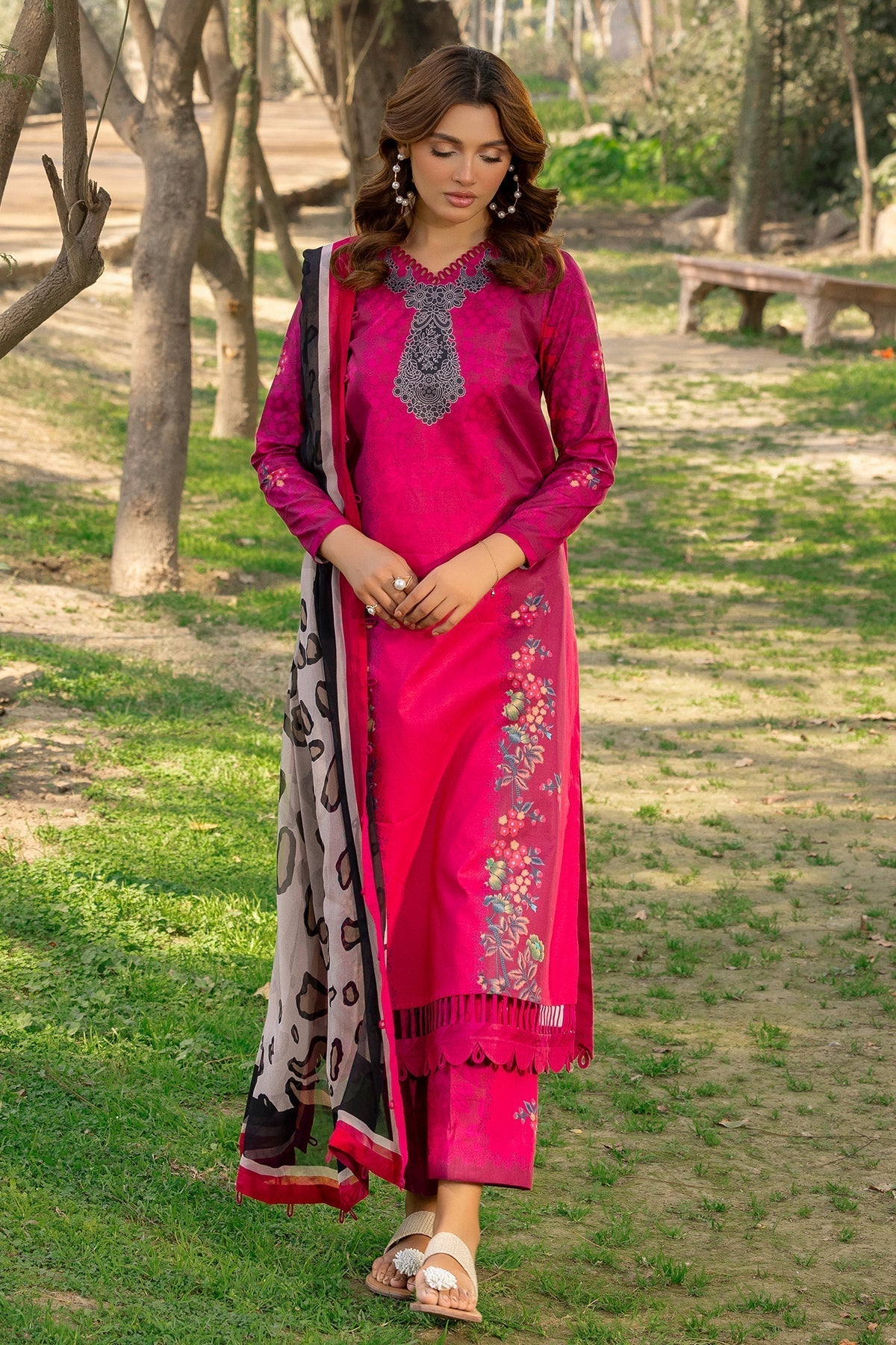 Charizma | C prints Lawn | CP5-12 L Carrot Pink Lawn