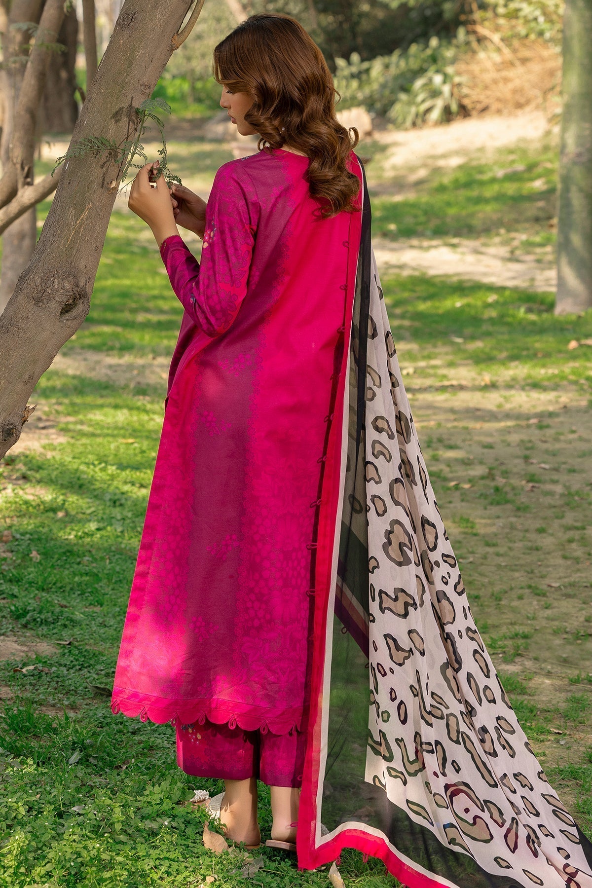 Charizma | C prints Lawn | CP5-12 M Carrot Pink Lawn