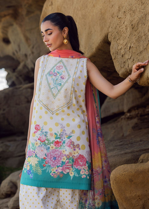 Sadaf Fawad Khan | Siraa Lawn 25 | Retro Polka M Off White Lawn