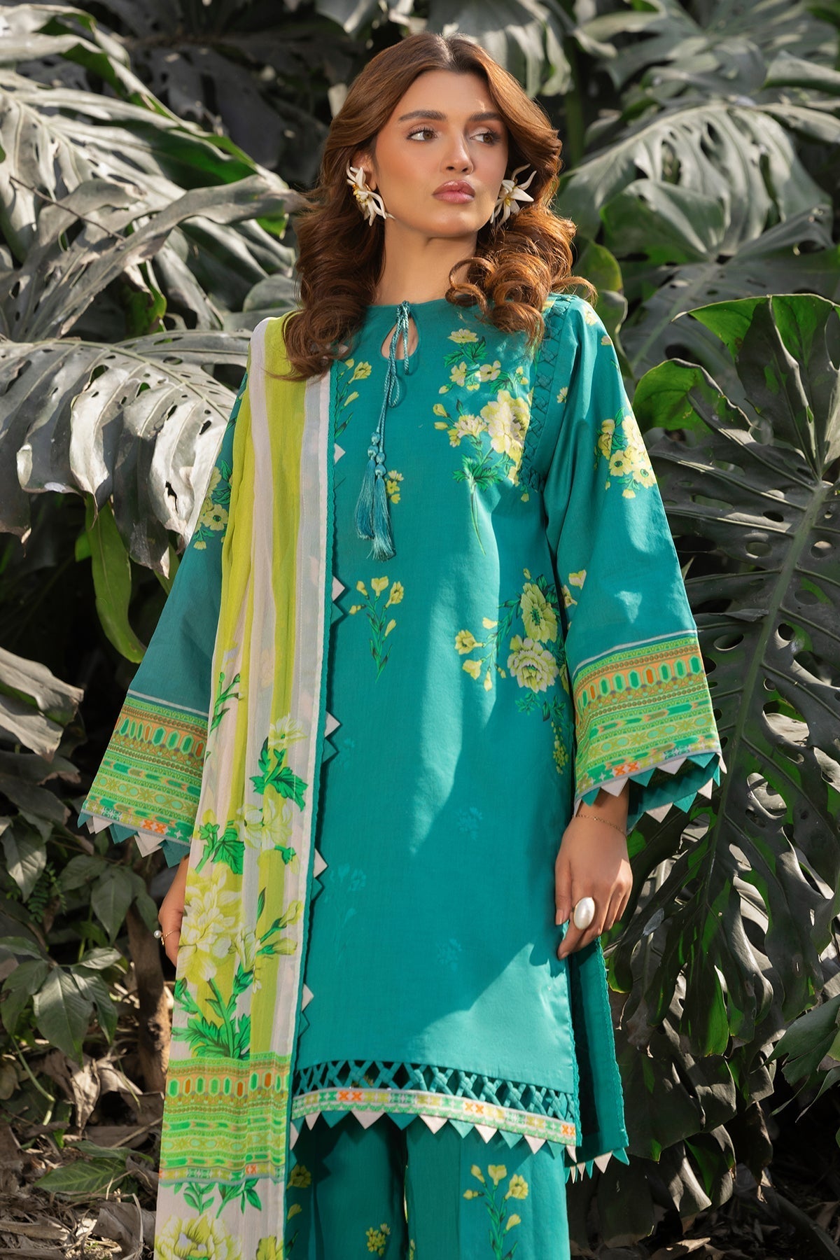 Charizma | C prints Lawn |CP5-21 XL Teal Green Lawn