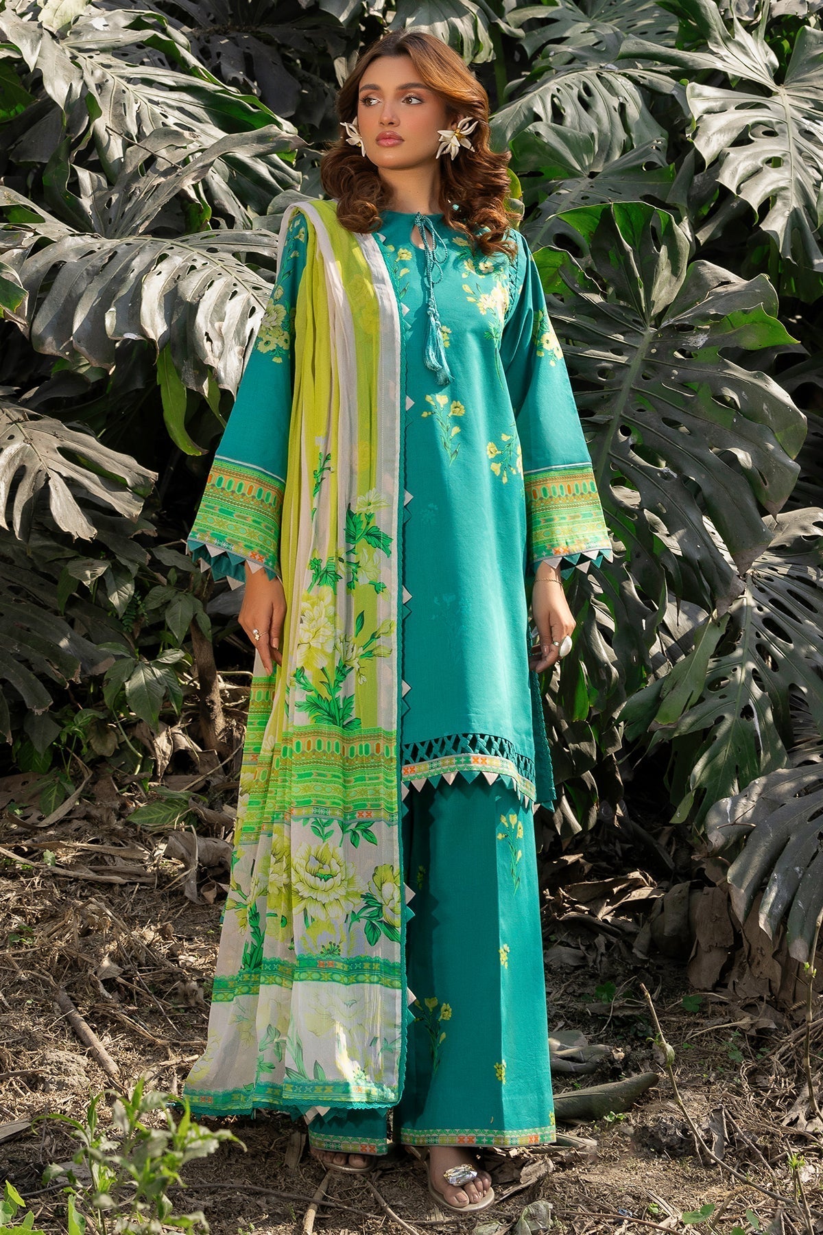 Charizma | C prints Lawn |CP5-21 XS Teal Green Lawn