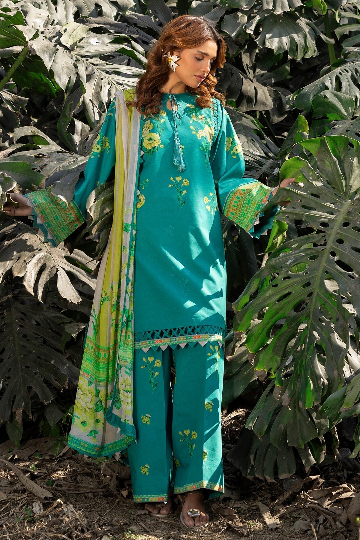 Charizma | C prints Lawn |CP5-21 L Teal Green Lawn