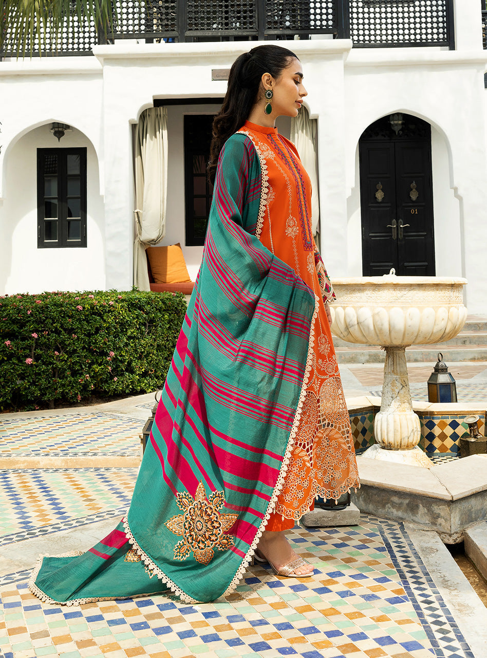 Zainab Chottani | Chikankari 25 | Zynah - 1A S Orange Chikankari