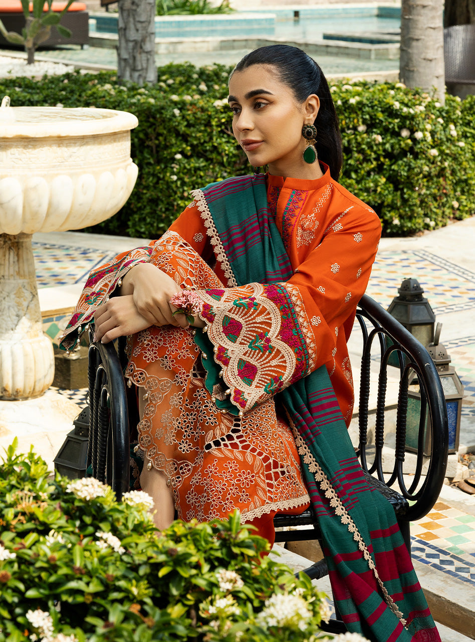 Zainab Chottani | Chikankari 25 | Zynah - 1A XL Orange Chikankari
