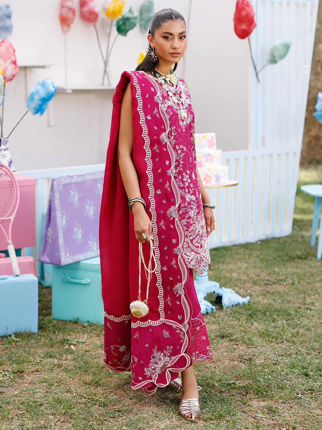 Bin Ilyas | Carnival Summer Edit 25 | 35 - B S Magenta Lawn