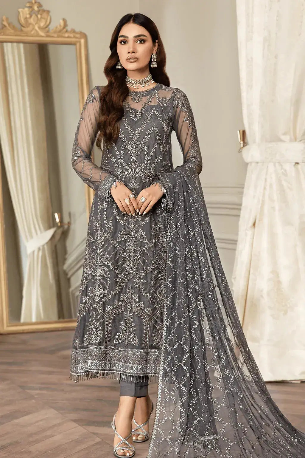 Zarif | Mehroz Formals | Storm Grey - Pakistani Designer Dress - by Zarif | Type: Formal - 100% Original at Saira Sultan