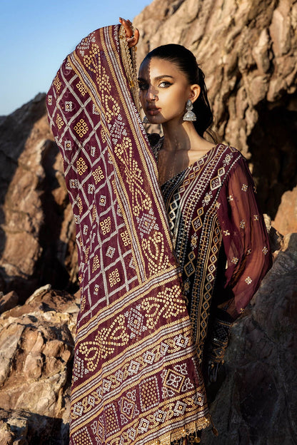 Gul Ahmed | Chunri Lawn 25 | BM-52023 L Dark Plum Chiffon