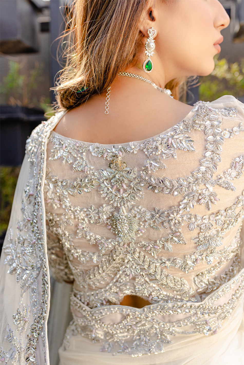 Ayesha and Usman | Celestial Night | Fleurine L White Organza