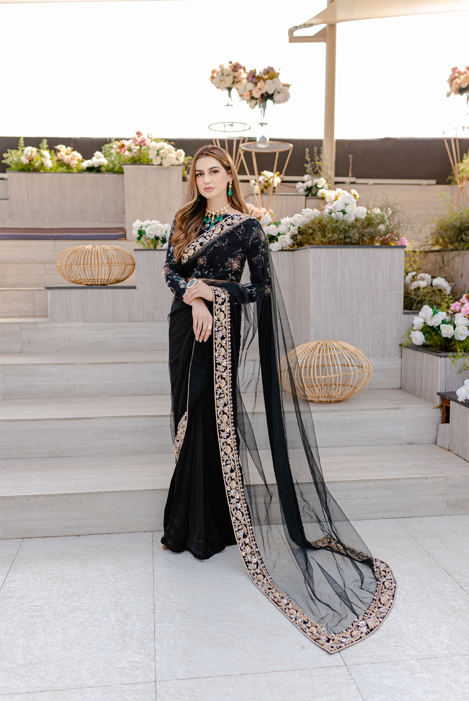 Ayesha and Usman | Celestial Night | Chloe XS Black Organza