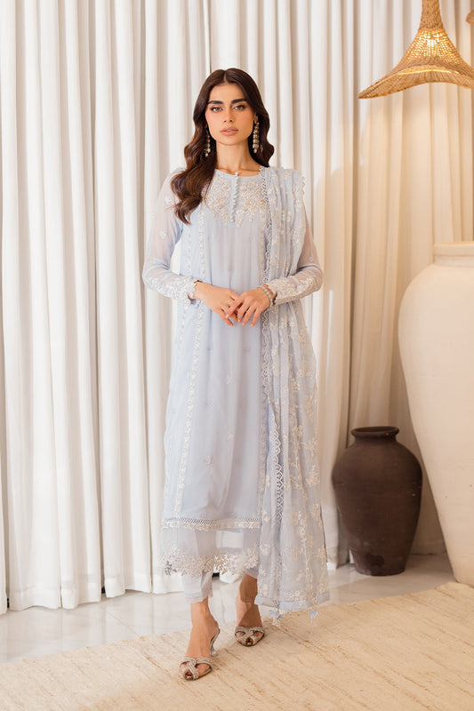 Azure | Ensembles Embroidered Formals | Serenity Sky XS Sky Blue Chiffon