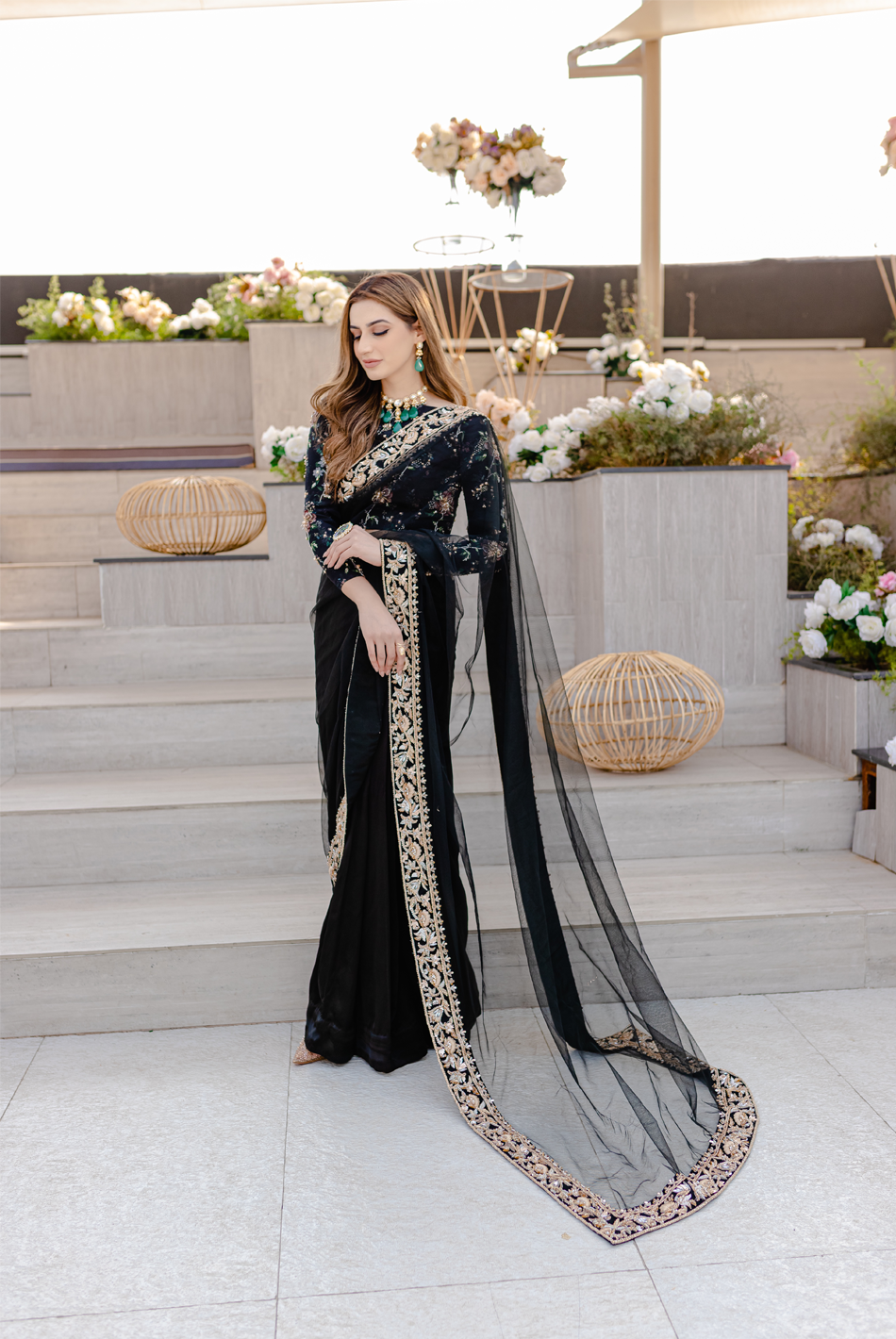 Ayesha and Usman | Celestial Night | Chloe S Black Organza