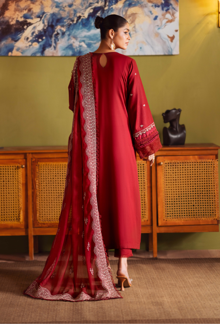 Humdum | Lala Rukh Lawn | Lalarukh - D01 S Red Lawn