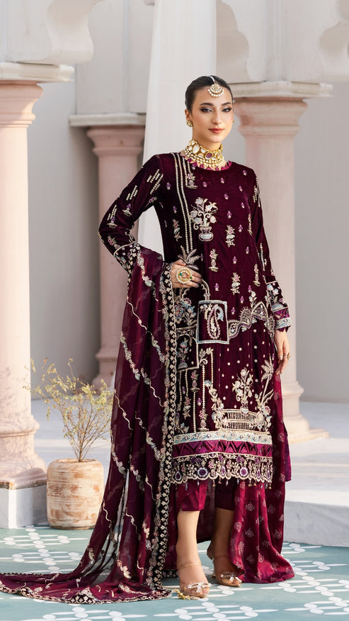 Zebtan | Andaz e Makhmal | ZAM-09 XS Maroon Velvet