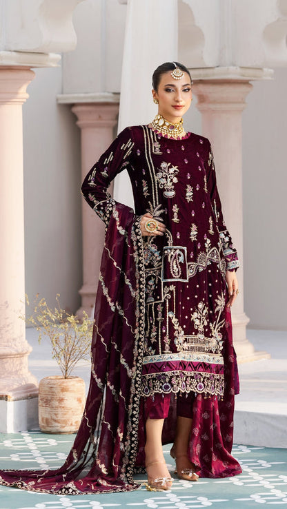 Zebtan | Andaz e Makhmal | ZAM-09 XS Maroon Velvet
