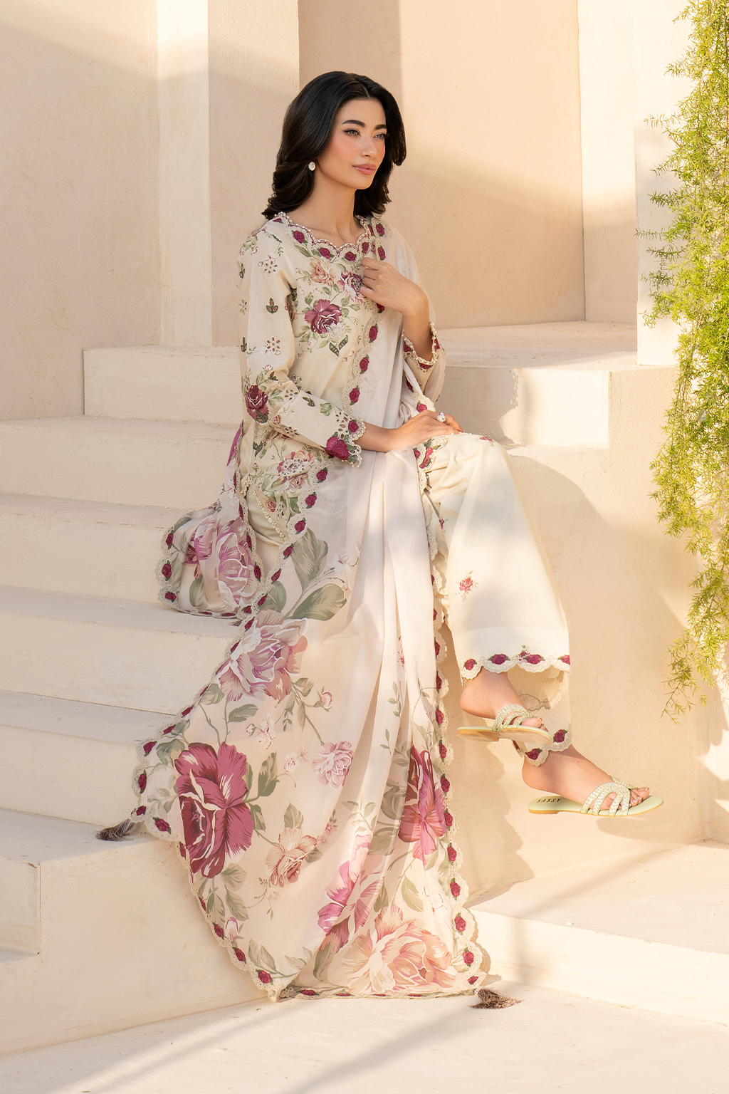 Iznik | Festive Lawn 25 | EFL-05 Custom Size Beige Lawn