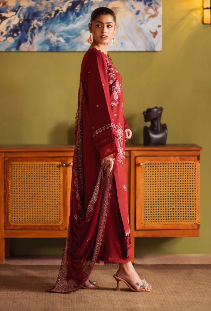 Humdum | Lala Rukh Lawn | Lalarukh - D01 L Red Lawn