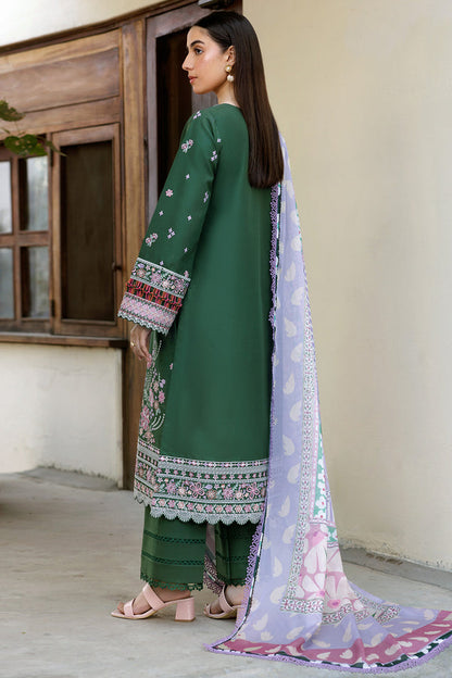 Farasha | Summer Weaves Embroidered Lawn | Emerald Eclips S Bottle Green Lawn