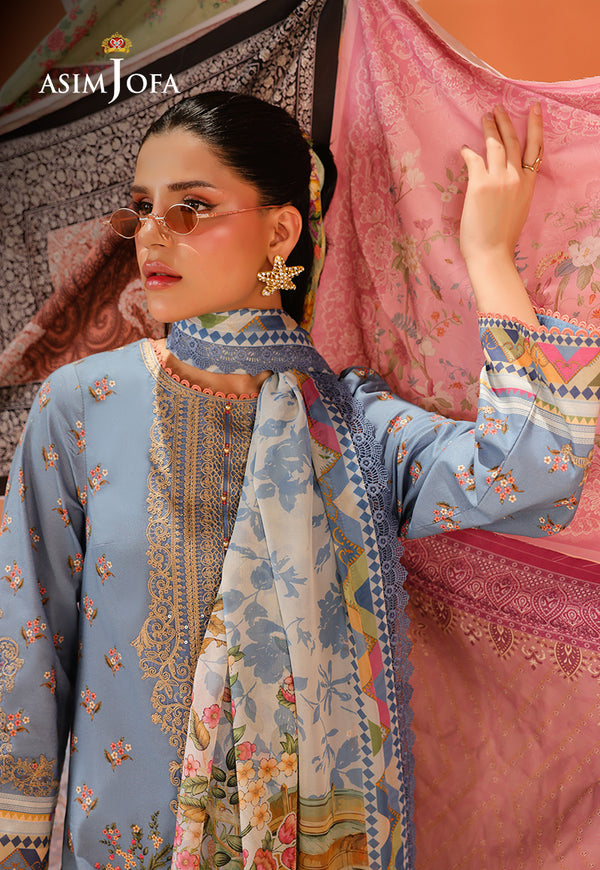 Asim Jofa | Summer Rhapsody | AJUBU-11 Printed Embroidered Lawn - Pakistani Designer Dress - by Asim Jofa - Type : Ladies Clothes - 100% Original at Saira Sultan
