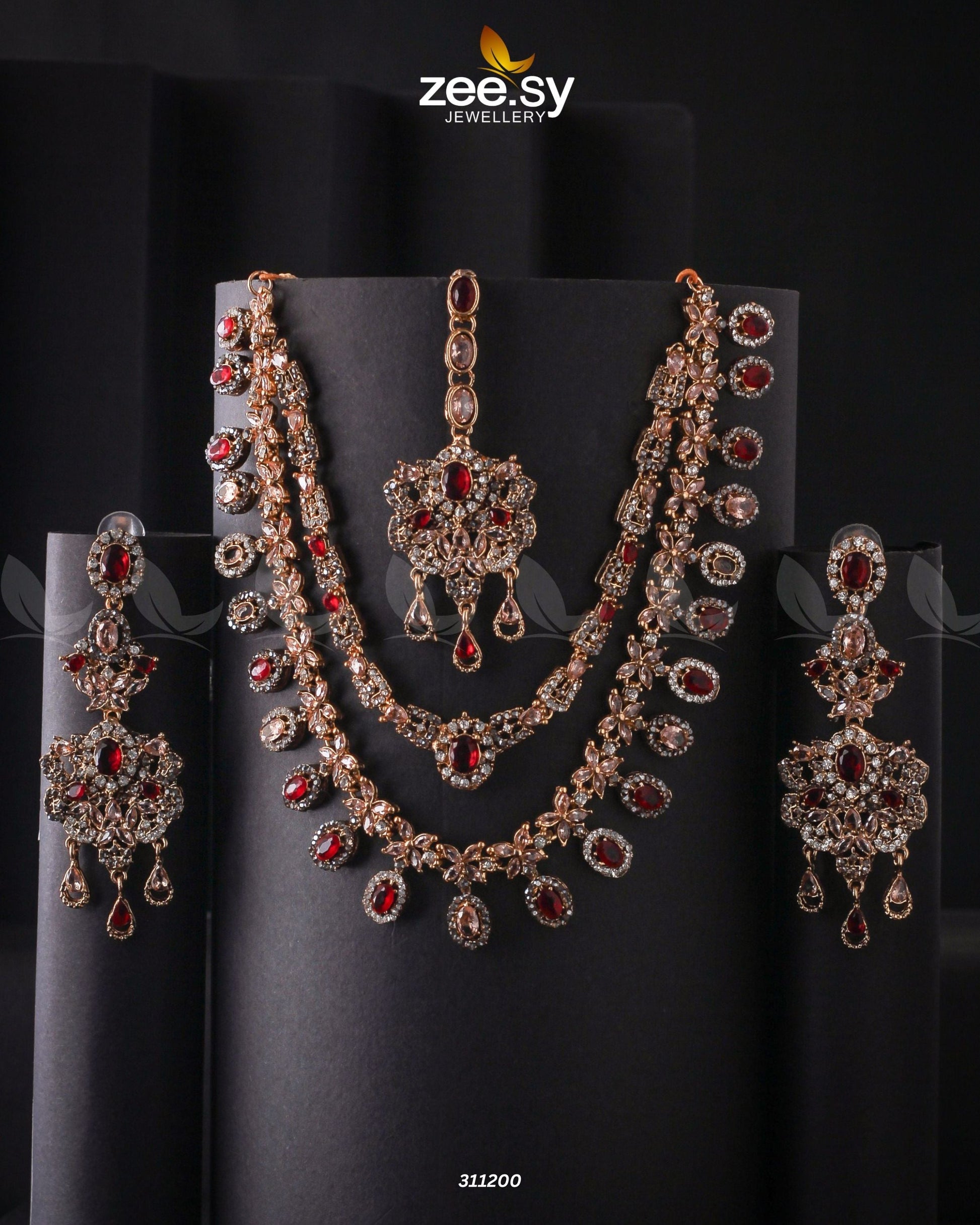 Zarqa Necklace champagne & Red
