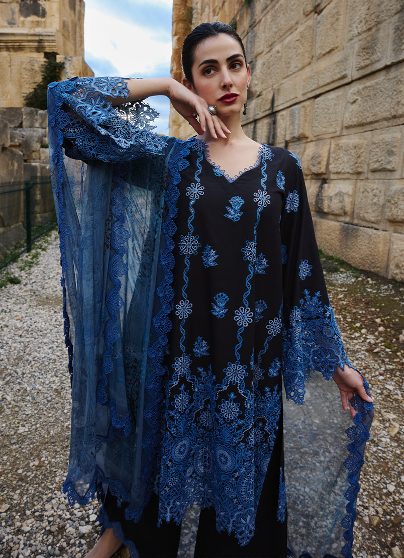Image | Lawnkari 25 | Hala L Black Cotton Lawn