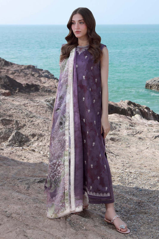 Seran | Afsanah Lawn 25 | MYRA XS Dark Purple Lawn