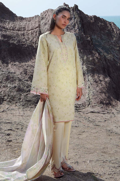 Seran | Afsanah Lawn 25 | SAHAR S Pastel Yellow Lawn