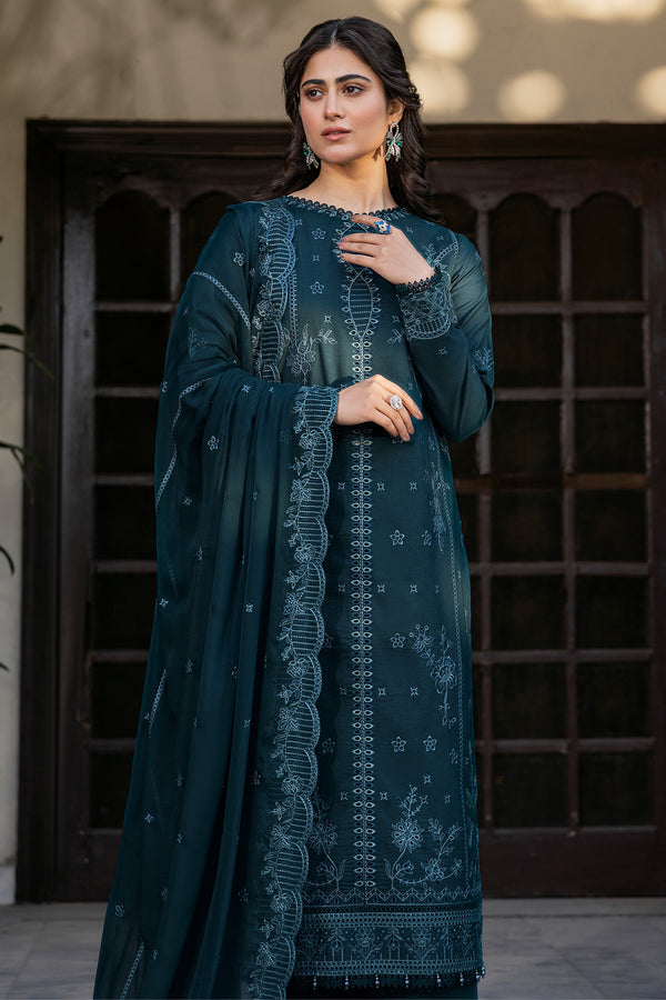 Farasha | Summer Weaves Embroidered Lawn | Teal Serenity XL Zinc Lawn