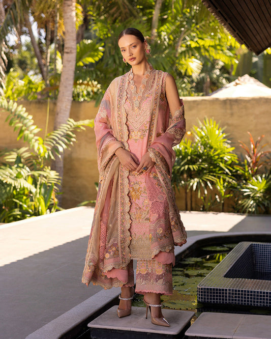 Faiza Saqlain | Zinnia Lawn 25 | Peony XS Pink Lawn
