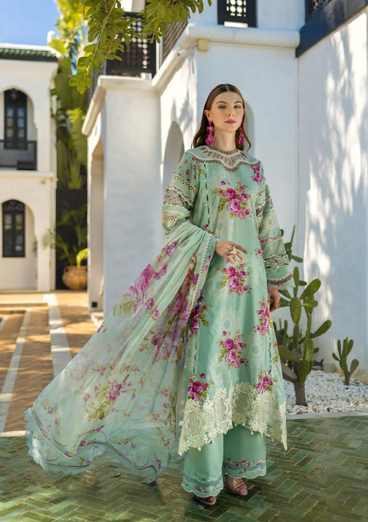 Elaf Premium | Signature 25 | ETS-03A TURQUOISE XS Mint Gray Lawn