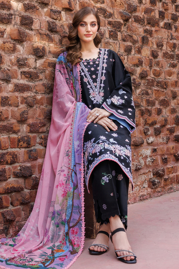 Farasha | Printed Essentials | Sable XL Black Lawn