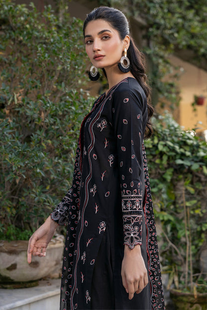 Farasha | Summer Weaves Embroidered Lawn | Black Rose L Black Lawn