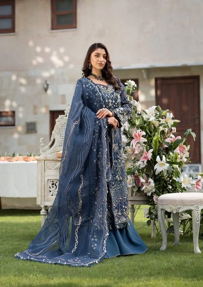 Elaf Premium | Formal Handwork Collection | EFH-04 FALAK S Navy Blue Organza
