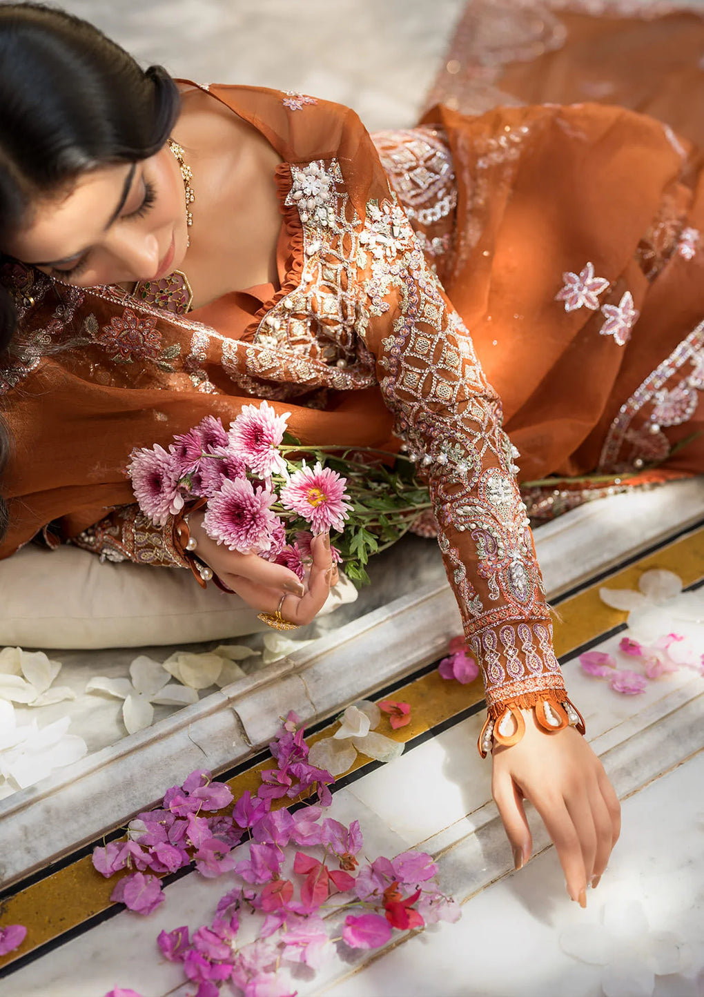 Elaf Premium | Formal Handwork Collection | EFH-03 SHAHANA XL Rust Organza