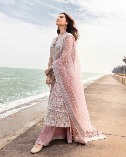 Faiza Saqlain | Zinnia Lawn 25 | Amaryllis L Powder Pink Lawn