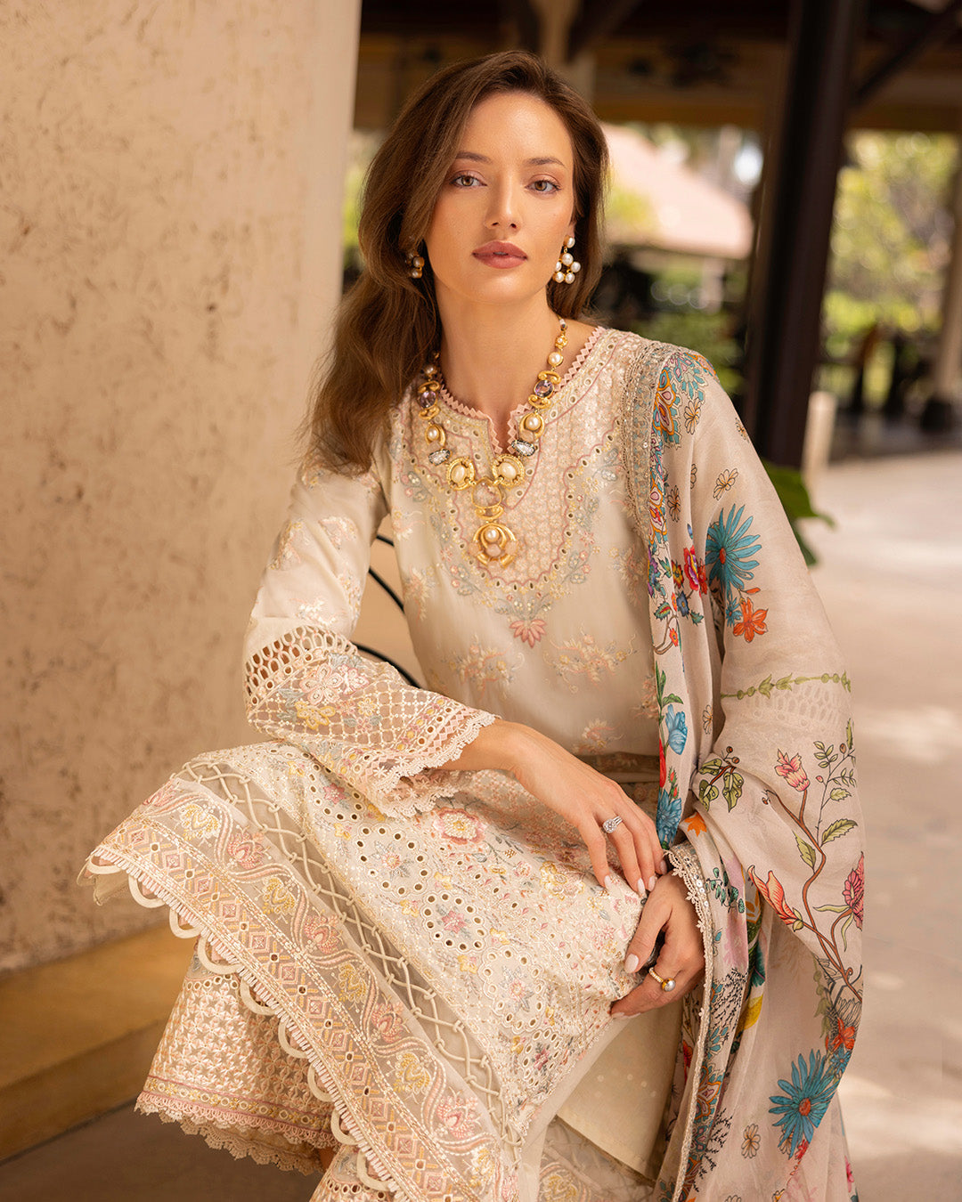 Faiza Saqlain | Zinnia Lawn 25 | Delilah M Ivory Lawn