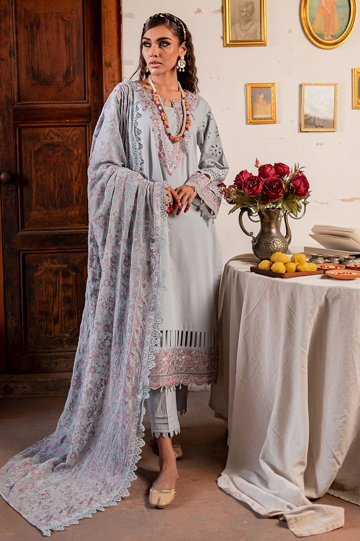 Nureh | Lawn Jacquard | NS-79 XL Gray Jacquard Lawn