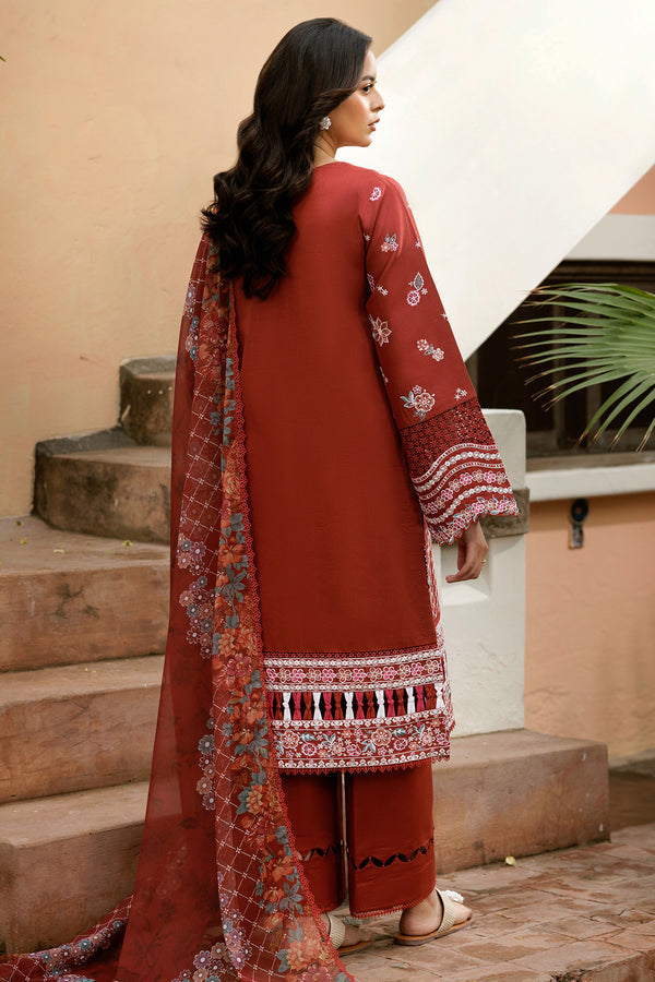 Farasha | Summer Weaves Embroidered Lawn | Russet Flames S Rust Lawn