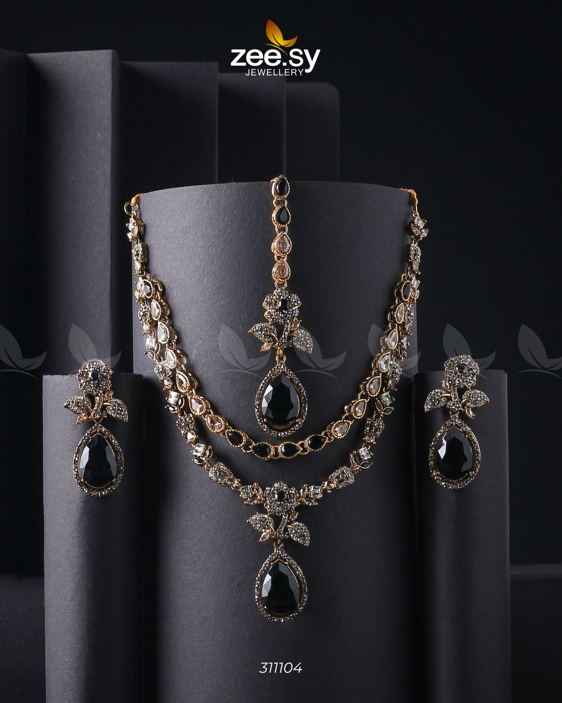 Amelia Necklace Set Golden Black