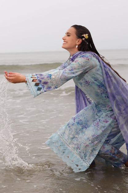 Nureh | Gardenia Embroidered Lawn 25 | NSG-176 Custom Size Light Blue Lawn