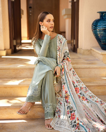 Faiza Saqlain | Carmela Luxury Pret | Arnett M Sage Oak Silk