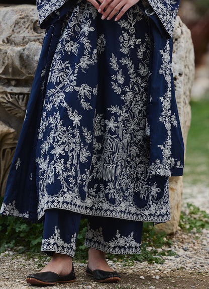 Image | Lawnkari 25 | Yara M Navy Blue Cotton Lawn