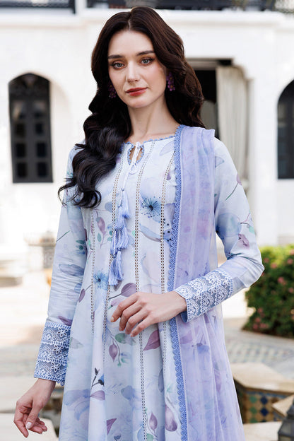 Farasha | Printed Essentials | Sky Breeze L LIight blue Grey Lawn