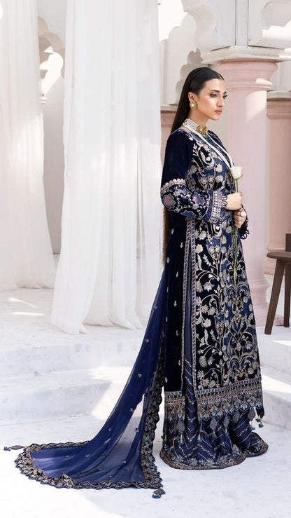 Zebtan | Andaz e Makhmal | ZAM-01 S Deep Blue Organza