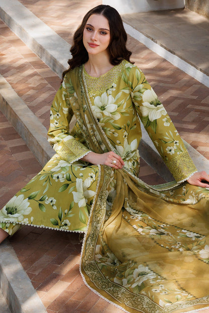 Farasha | Printed Essentials | Marigold Haze Custom Size Olive Lawn