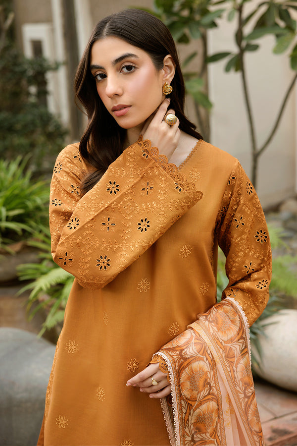 Farasha | Summer Weaves Embroidered Lawn | Golden Dusk M Gold Lawn