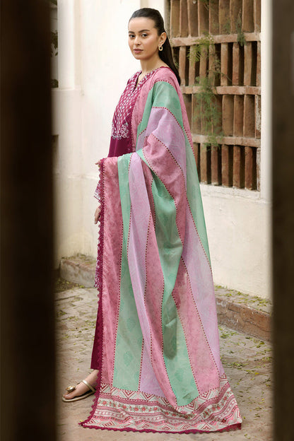 Farasha | Summer Weaves Embroidered Lawn | Satin Ruby L Berry Lawn