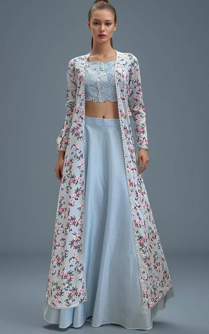 Threads and Motifs | Formal Dresses 25 | Embroidered Blouse With Skirt And Printed Jacket - Pakistani Designer Dress - by Threads and Motifs - Type : Ladies Clothes - 100% Original at Saira Sultan