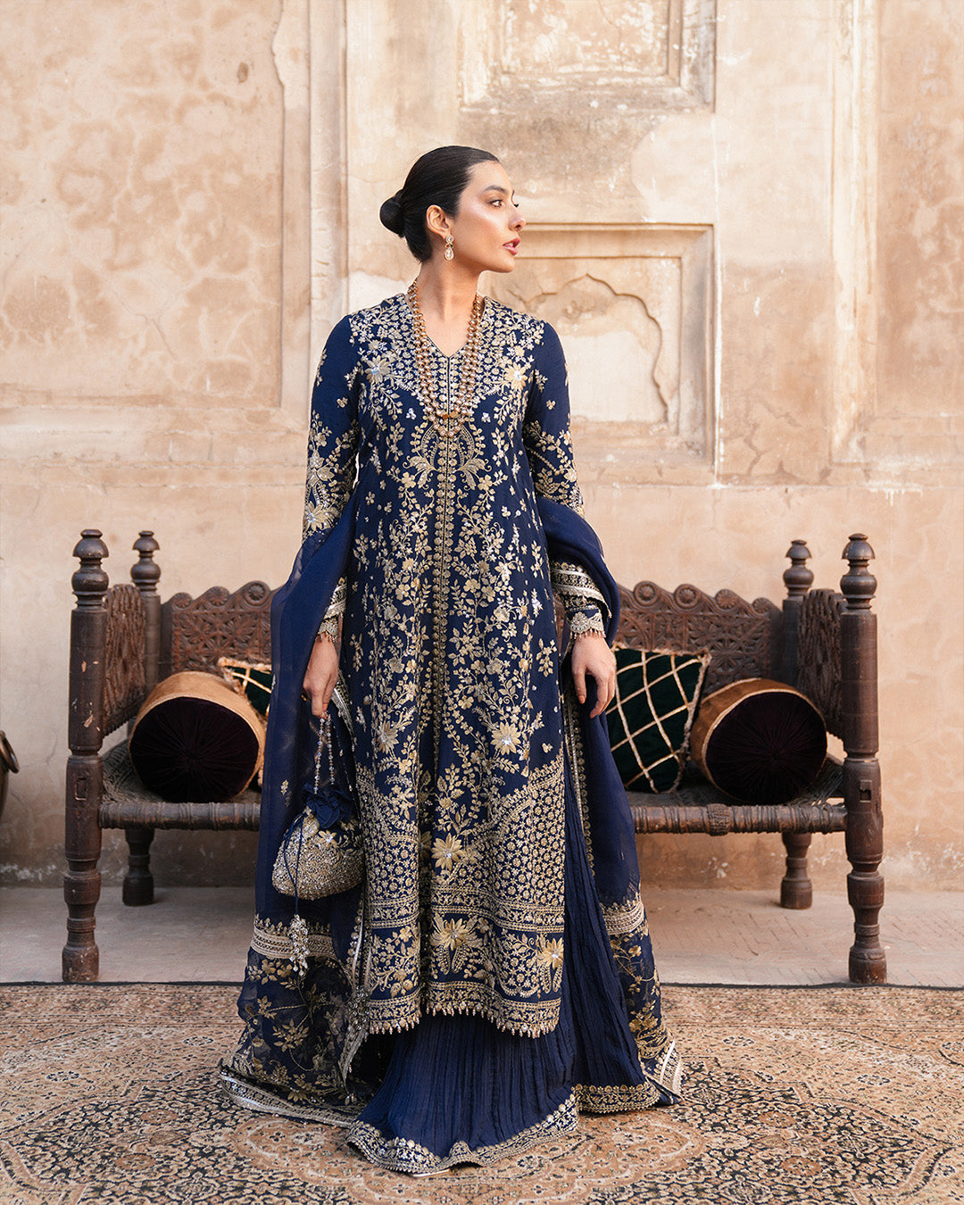 Faiza Saqlain | Zimmal Formals | Ayska S Navy Blue Korean Raw Silk
