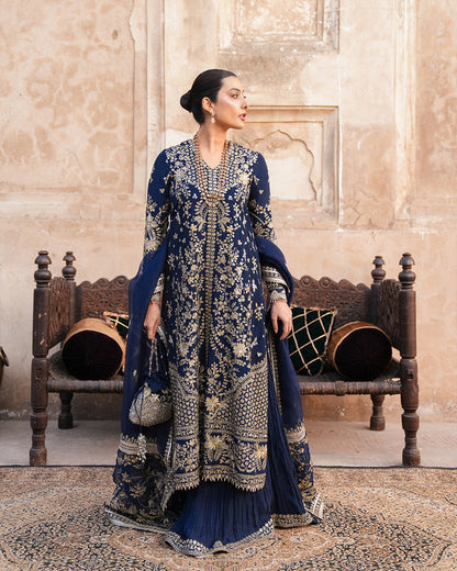Faiza Saqlain | Zimmal Formals | Ayska S Navy Blue Korean Raw Silk