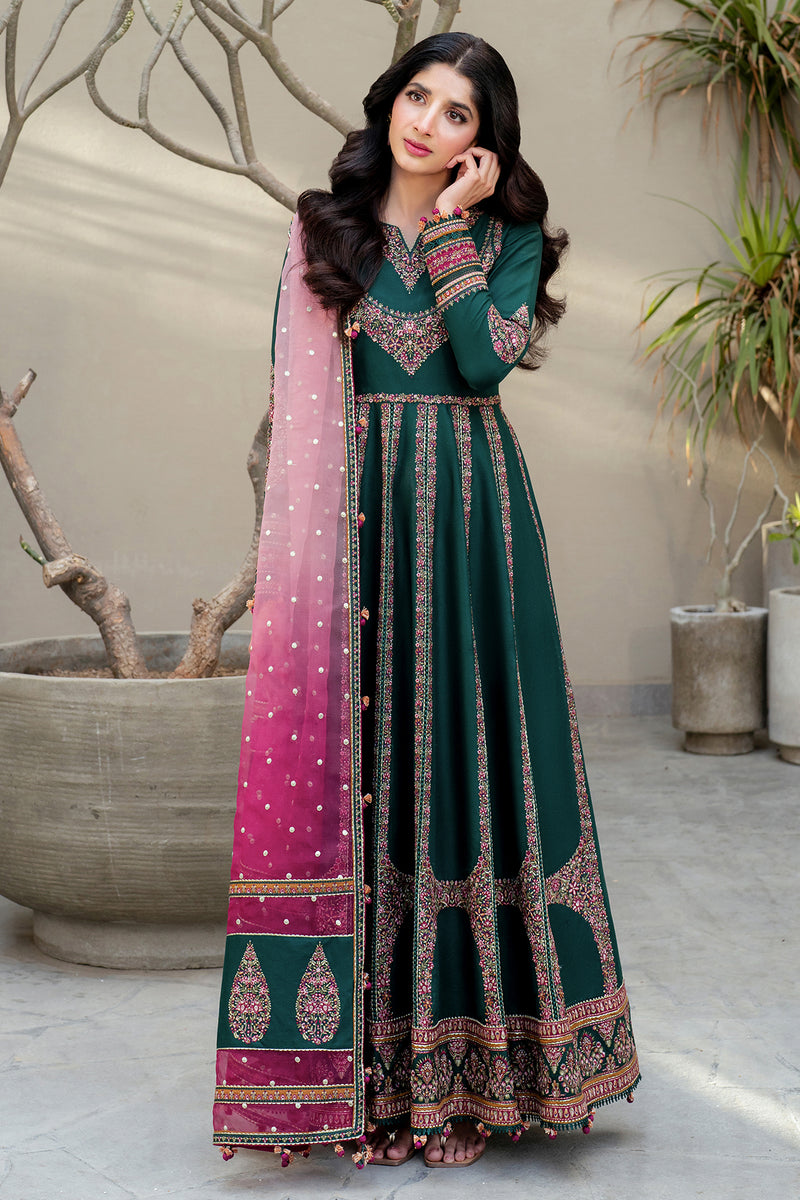 Jazmin | Shahkaar Luxury Lawn 25 | SL25-D1 XL Bottle Green Lawn